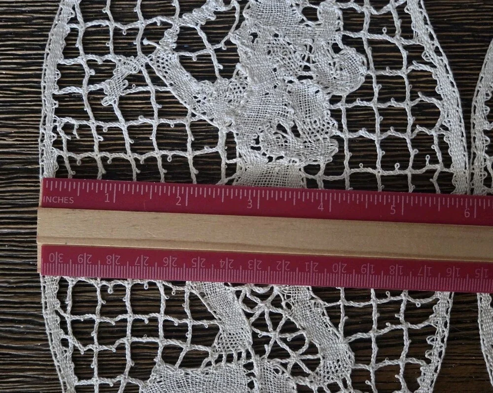 4 Antique Figural Needle Lace Doilys Inserts Applique Table Decoration Oval